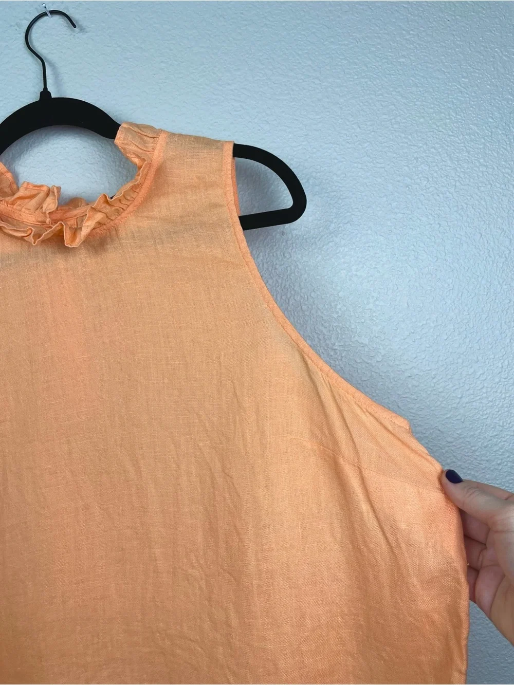 J.Crew Women's XL Fleur Top 100% Linen Ruffle Collar Orange Creamsicle Tank